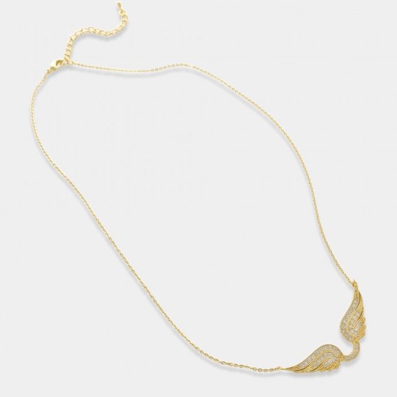 NEW Pave CZ Diamond Angel Wings Necklace - Picture 4 of 6